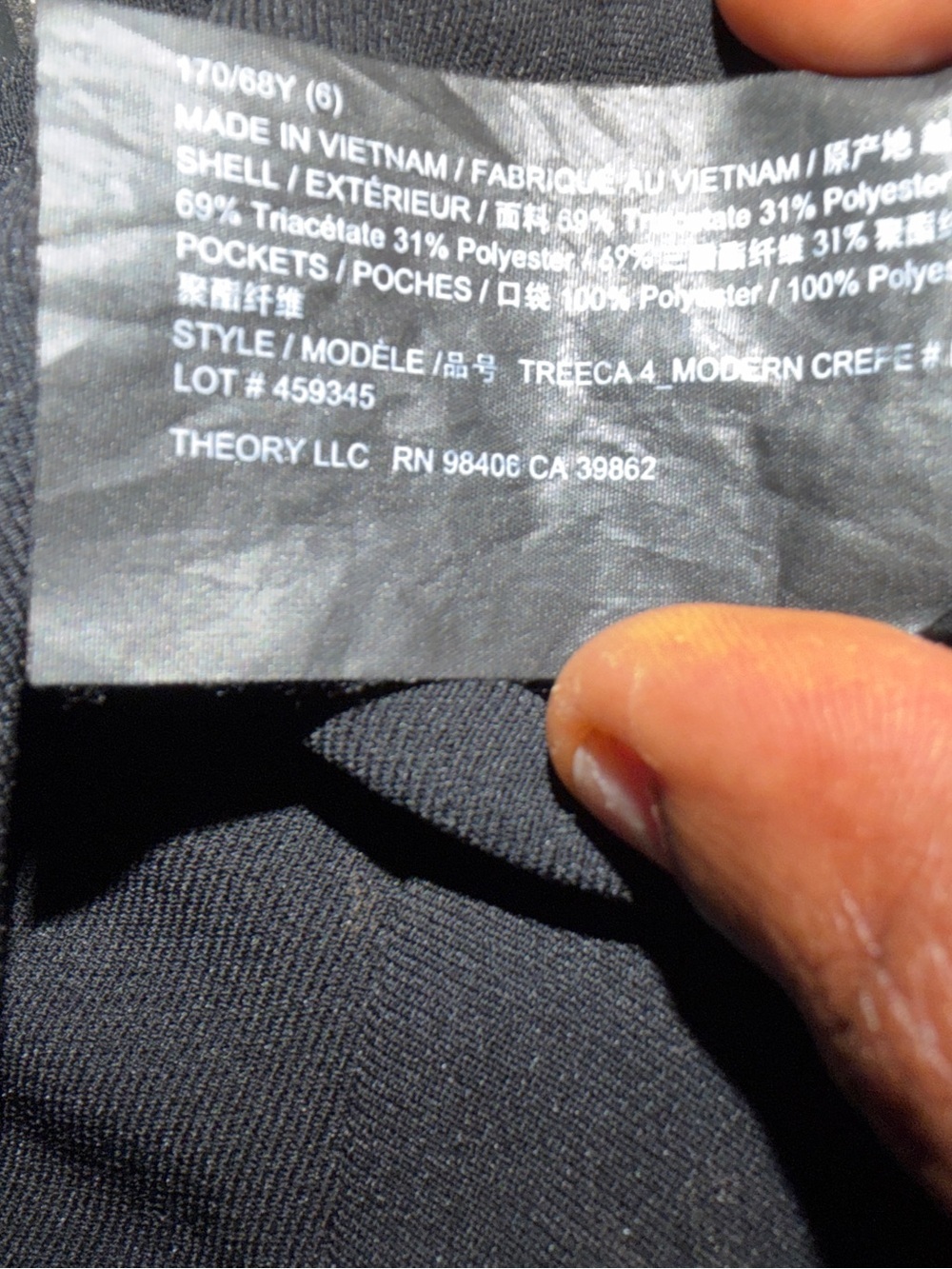 Theory Black Women's Dress Pants - Slim Tailored Waistband - Picture 8 of 8